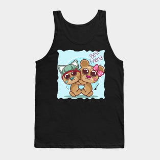 Greeting card with bear boy and girl cartoon Tank Top